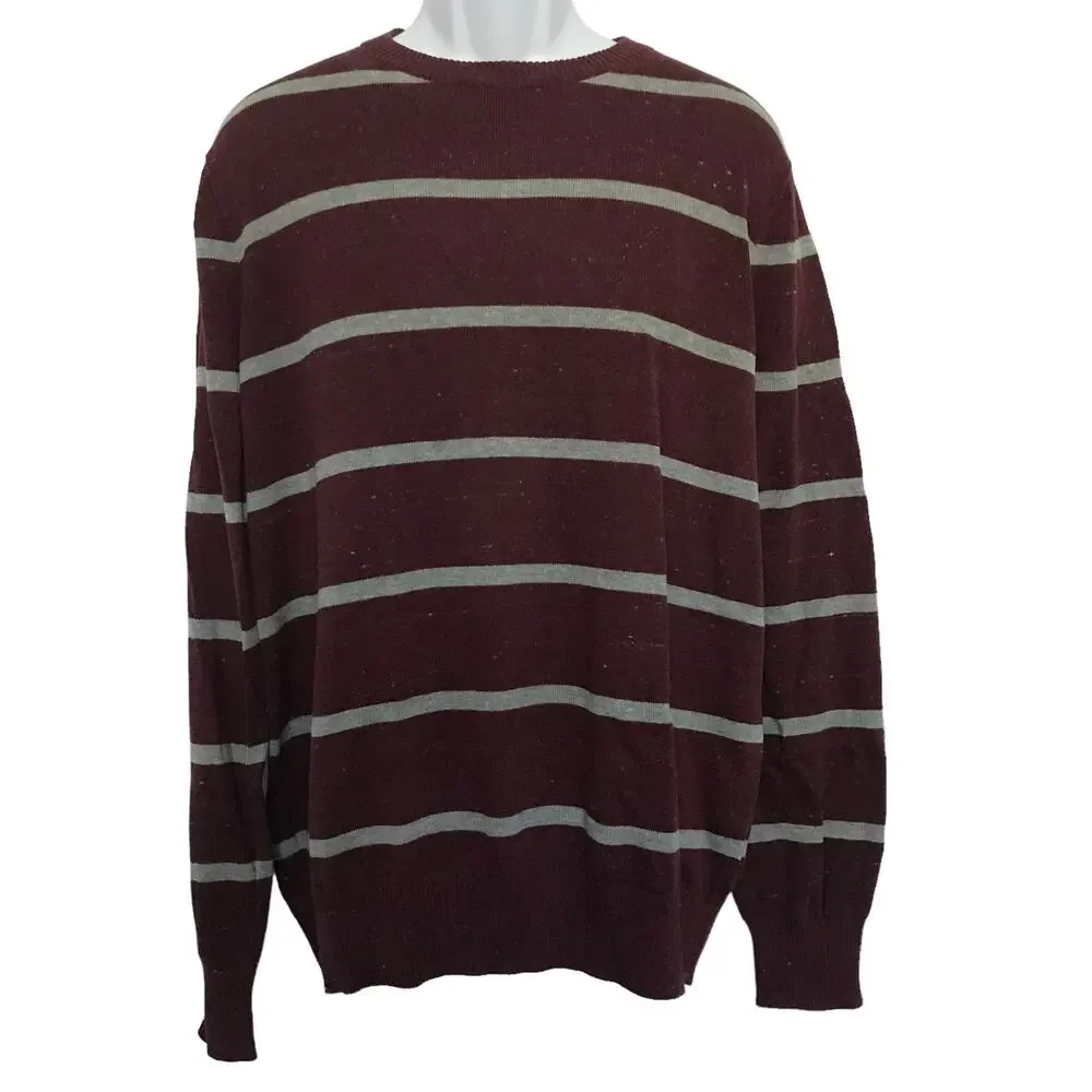 NEW Urban Pipeline Red Gray Striped Long Sleeve Crewneck Sweater XL